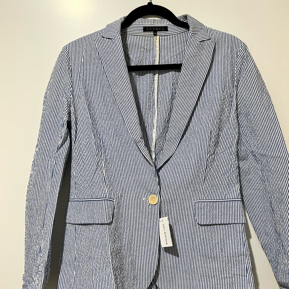 Theory pinstriped blazer (blue/white, size 10)